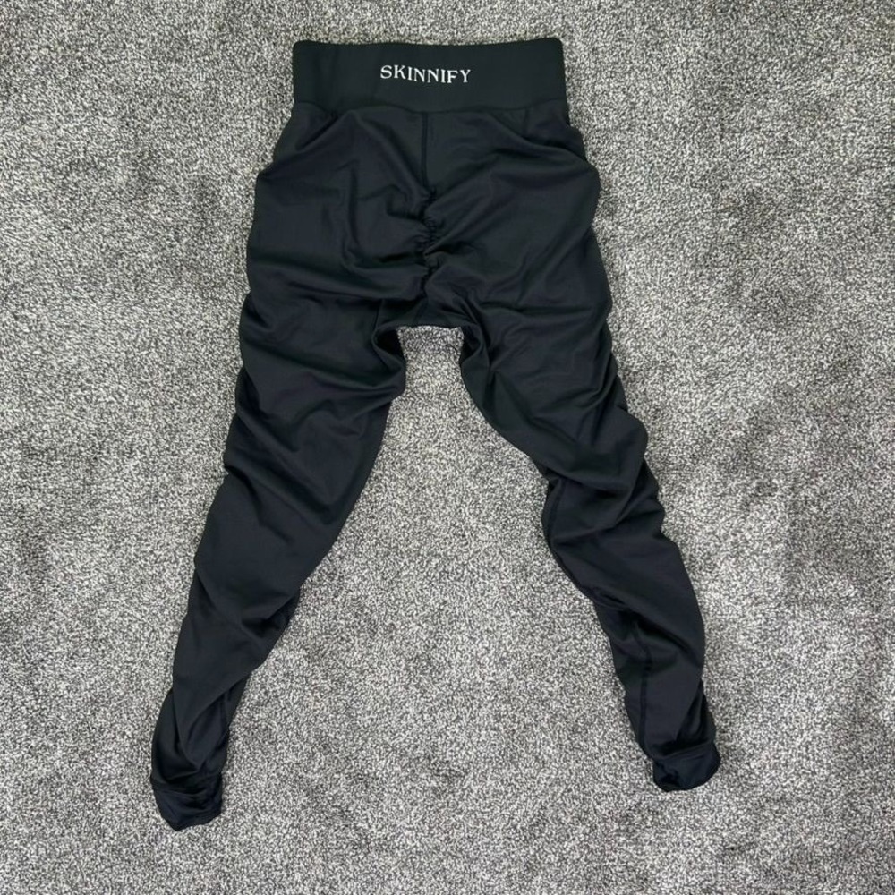 High-Rise Black Ruched Side Track Joggers - Picture 2 of 11